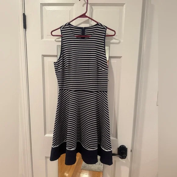 kate spade | Dresses | Kate Spade Broome Street Navy White Stripe Ponte Fit  Flare Dress Size 6 | Poshmark